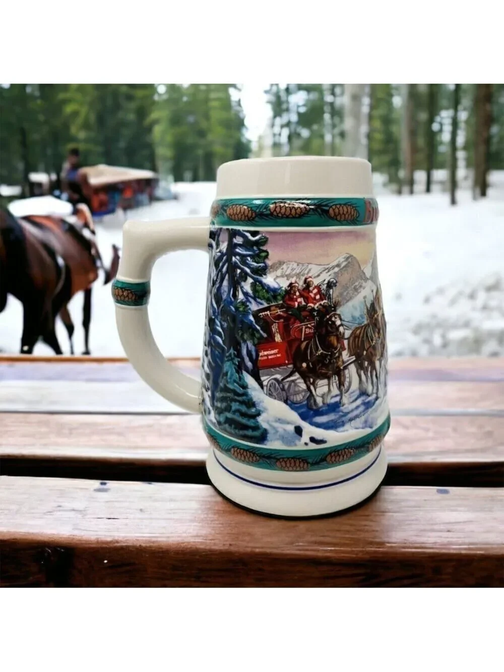 Anheuser Busch BUDWEISER BEER STEIN 3D 1993 Special Delivery Clydesdale Holiday